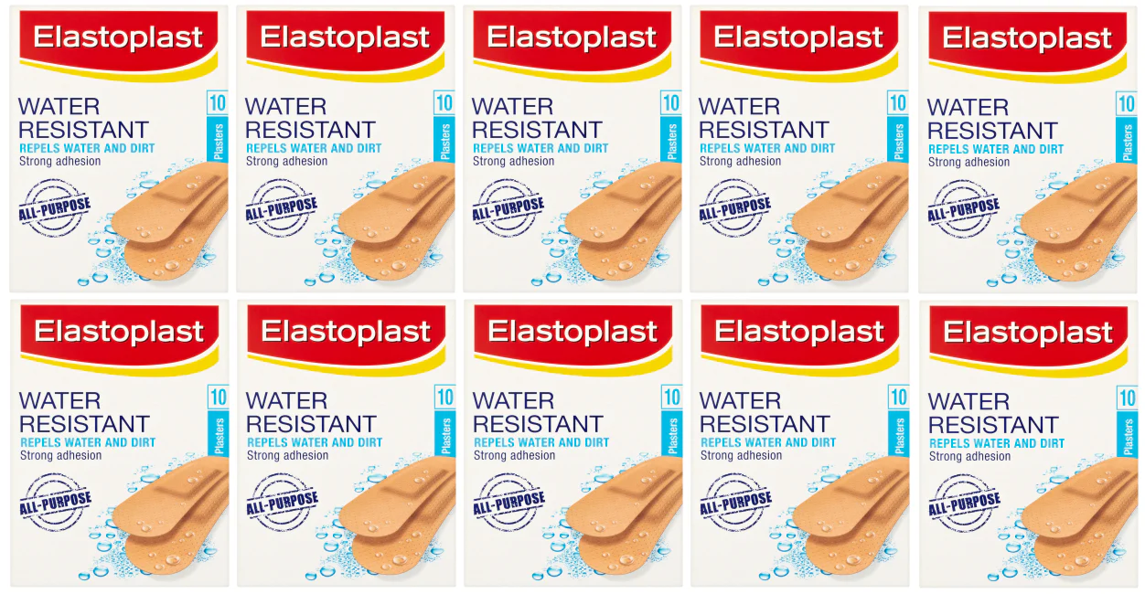 10 x Elastoplast Water Resist Plasters 10 Pack