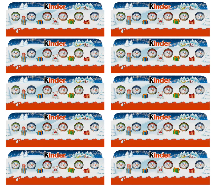 10 x Kinder 5 Pack Xmas Figures - 90GM