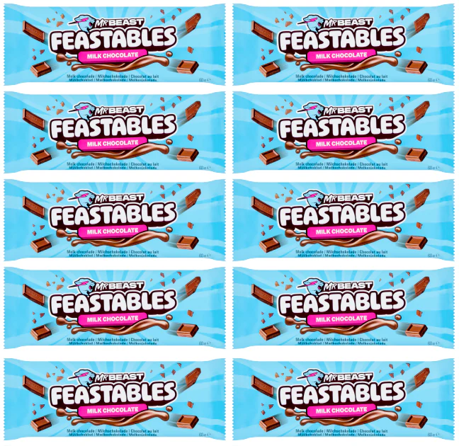 10 x Mr Beast Feastables Milk Chocolate - 60GM