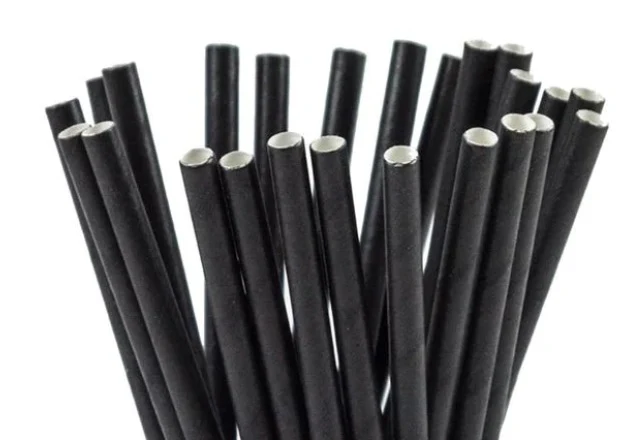 750 x Spoon Straw Black Compostable