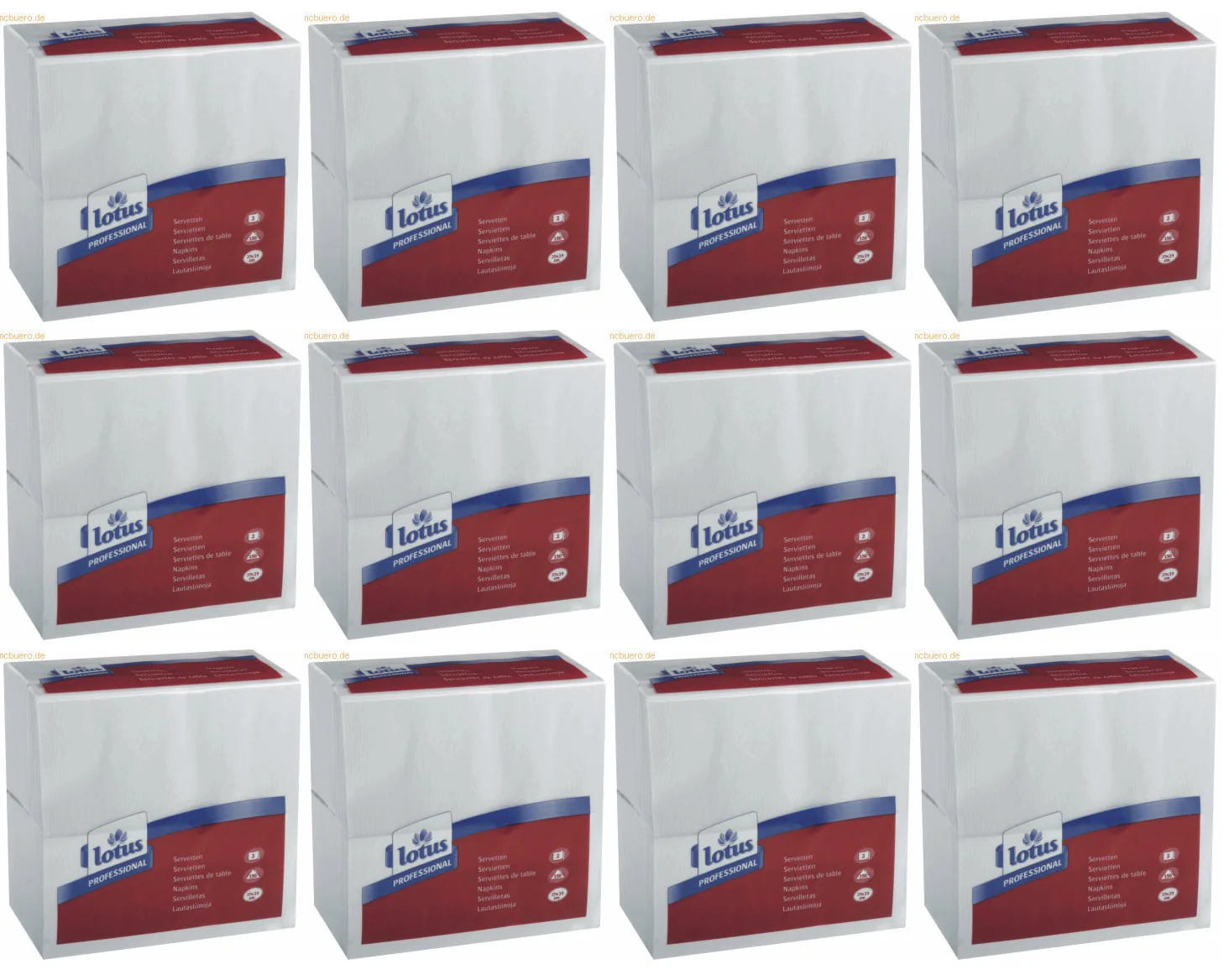 12 x 477554 Tork White Dinner Napkin, 8-Fold, 2 Ply, 150 Napkin X12