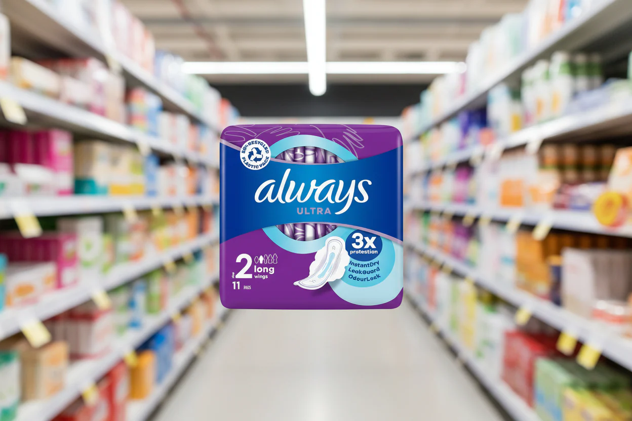 12 x Always Ultra Day Sanitary Towels Long (Size 2) Wings 11 Pads - Image 2
