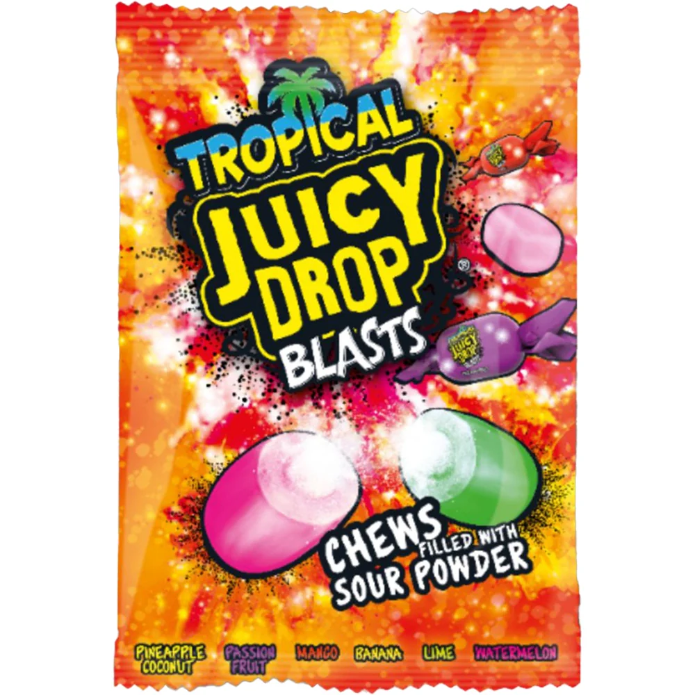 12 x Bazooka Tropical Juicy Drop Blasts 120G - Image 3
