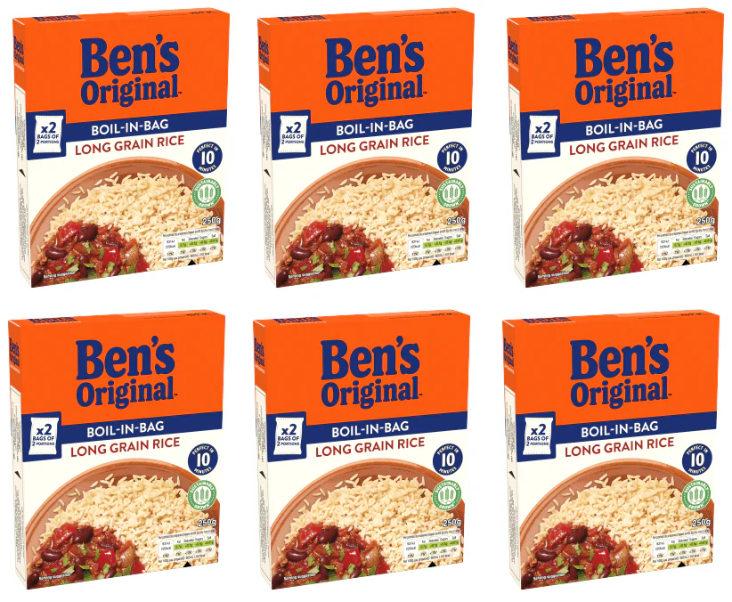 12 x Bens Original Boil In Bag Long Grain Rice 2 X 125G