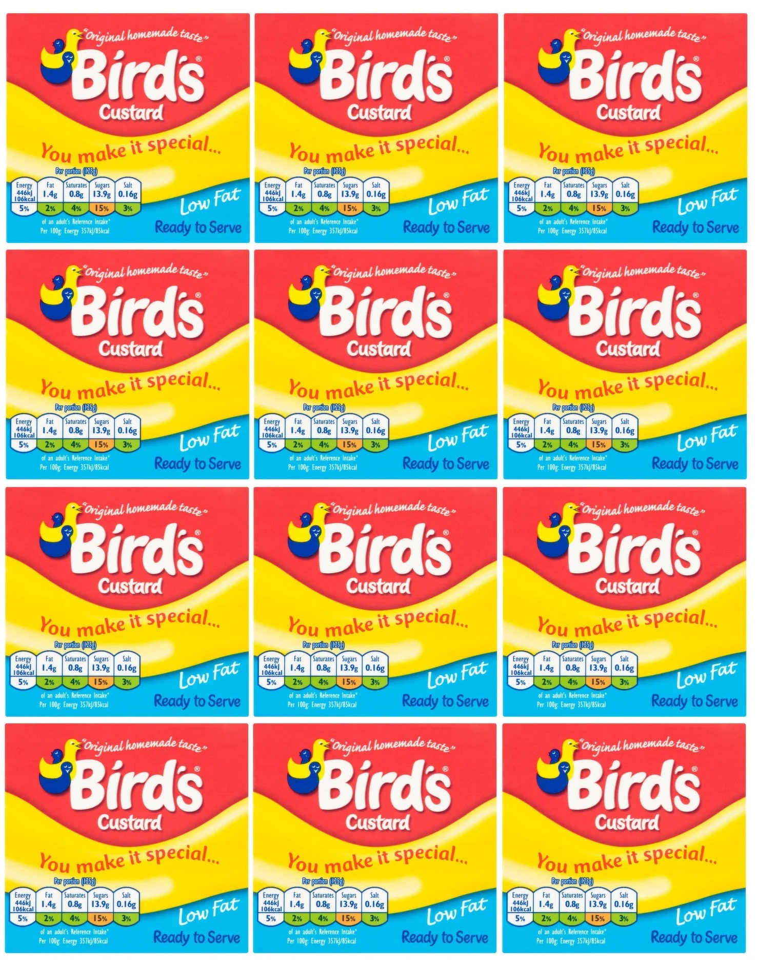 12 x Bird's Custard Carton 500G