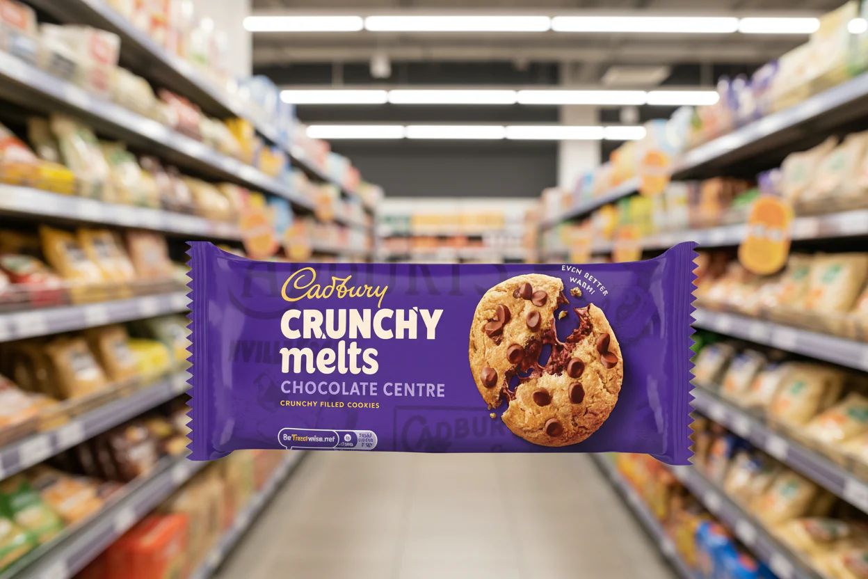 12 x Cadbury Crunchy Melts Chocolate Centre Chocolate Chip Cookies 156G - Image 2