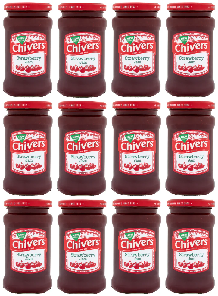 12 x Chivers Strawberry Jam 370Gr