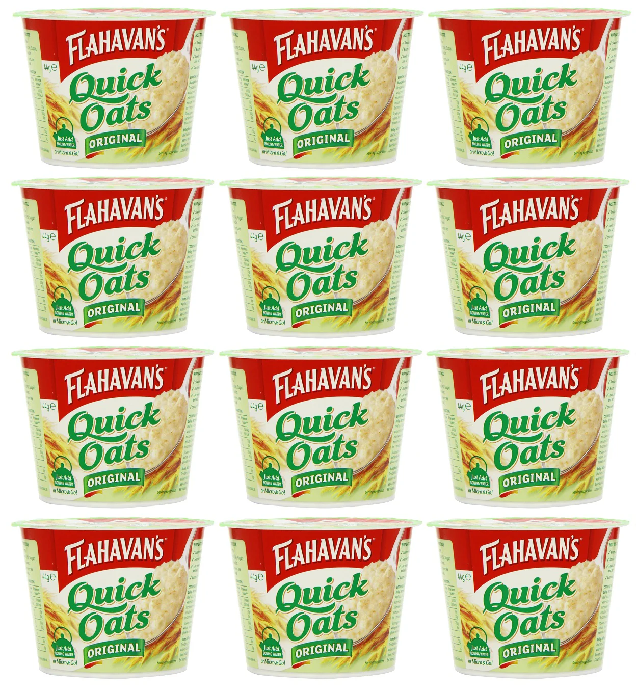 12 x Flahavan's Quick Oats Original 44G
