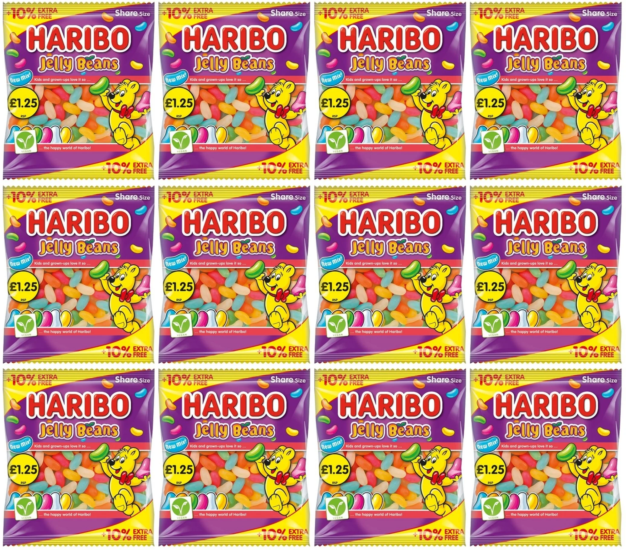 12 x Haribo Jelly Beans (10% Extra Free) - 154GM