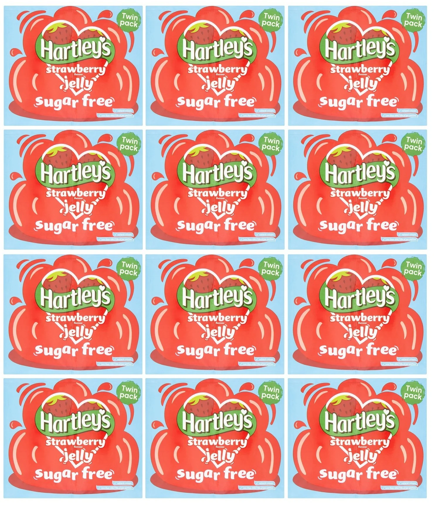 12 x Hartley's Strawberry Flavour Jelly Sugar Free Twin Pack 23G