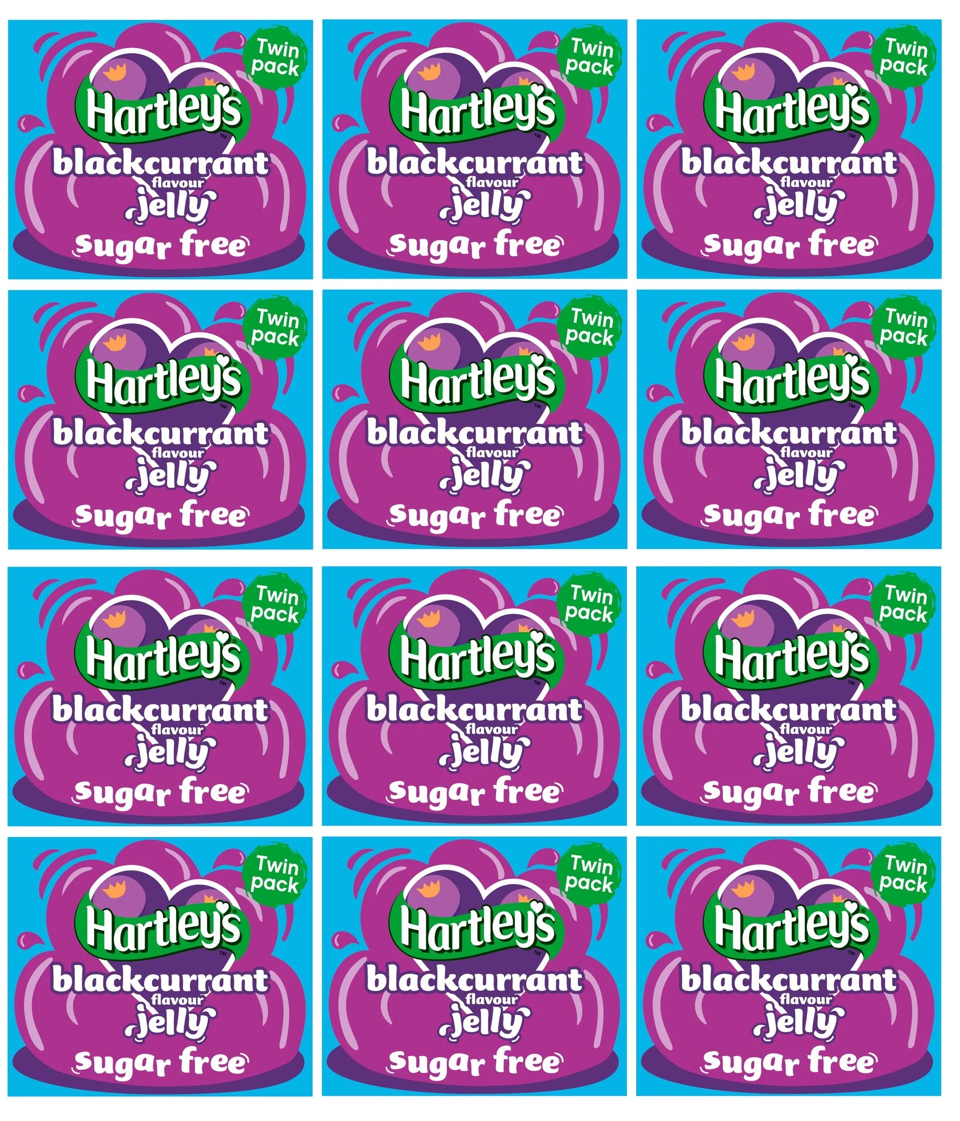 12 x Hartley's Sugar Free Blackcurrant Flavour Jelly 2 X 11.5G
