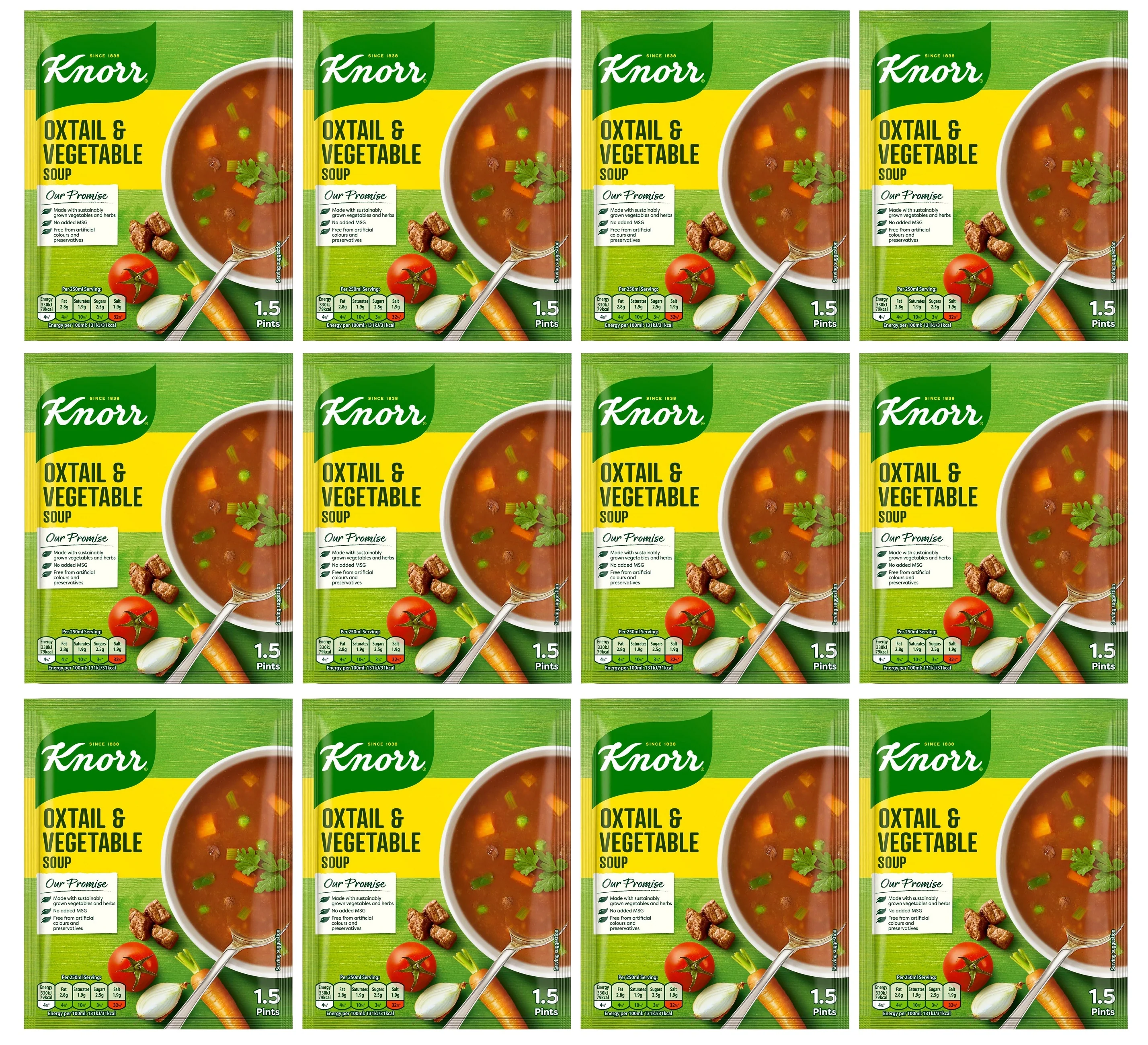 12 x Knorr Oxtail & Vegetable Soup 1.5 Pints/66G