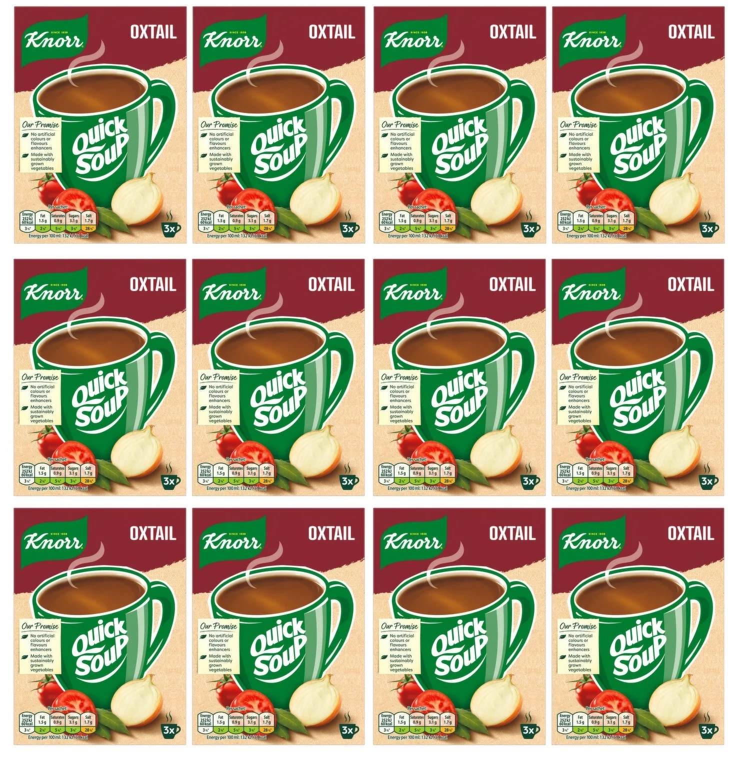 12 x Knorr Quick Soup Oxtail 3's 42G