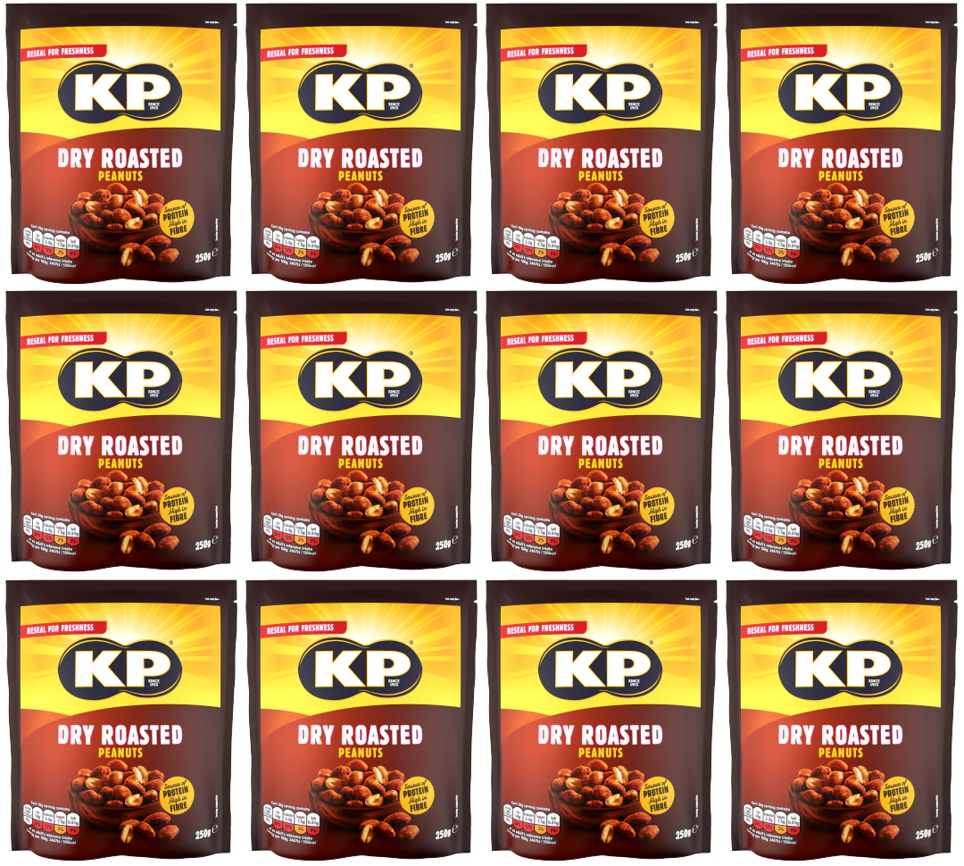 12 x Kp Dry Roasted Peanuts Bag 250Gm