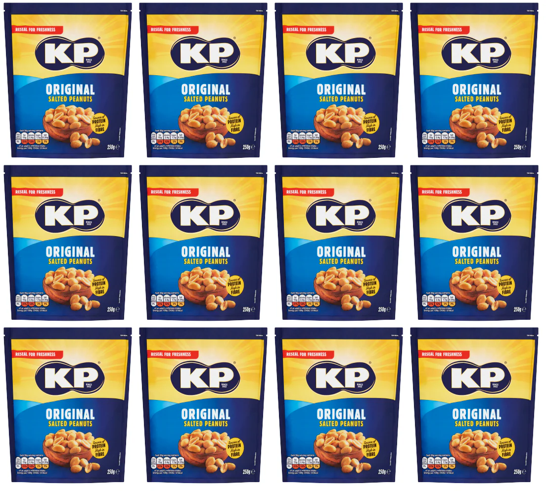 12 x Kp Original Salted Peanuts Bag 250Gm