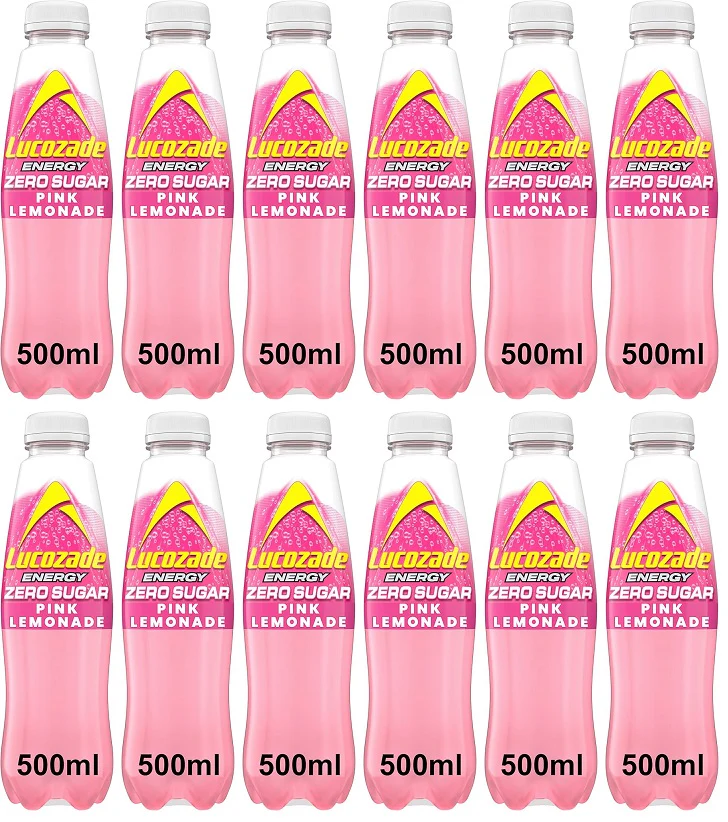 12 x Lucozade Zero Pink Lemonade - 500ML