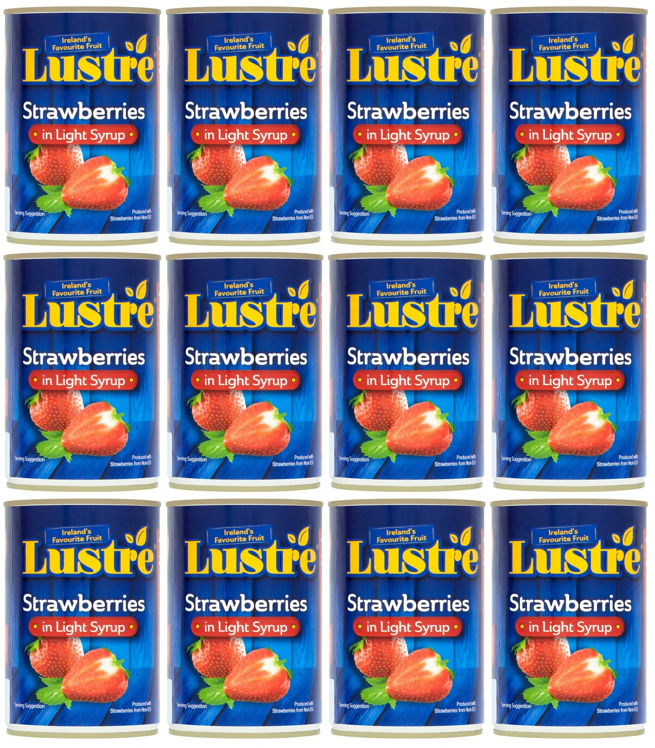 12 x Lustre Strawberries In Light Syrup 410G