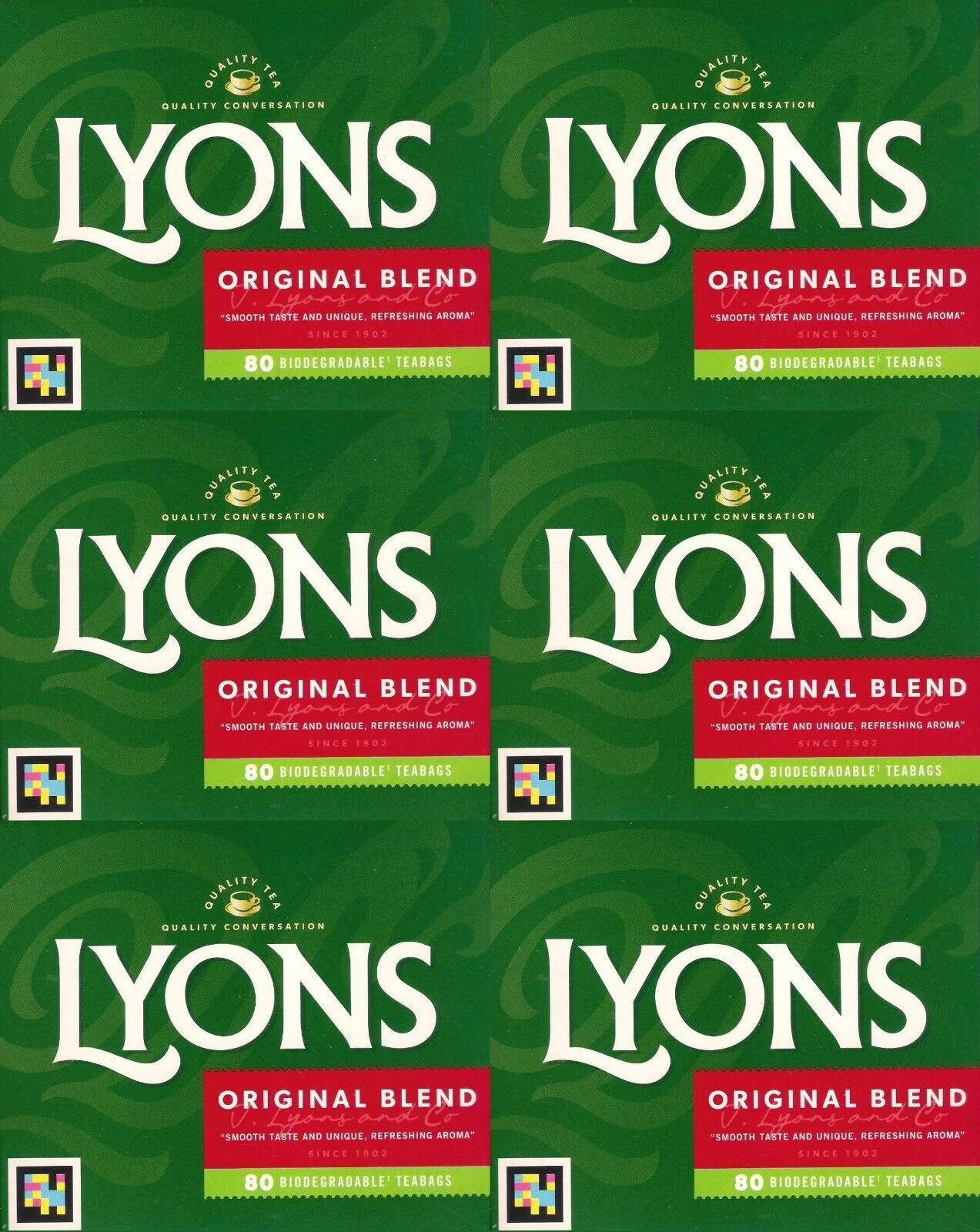 12 x Lyons Original Blend 80 Biodegradable Teabags 232G