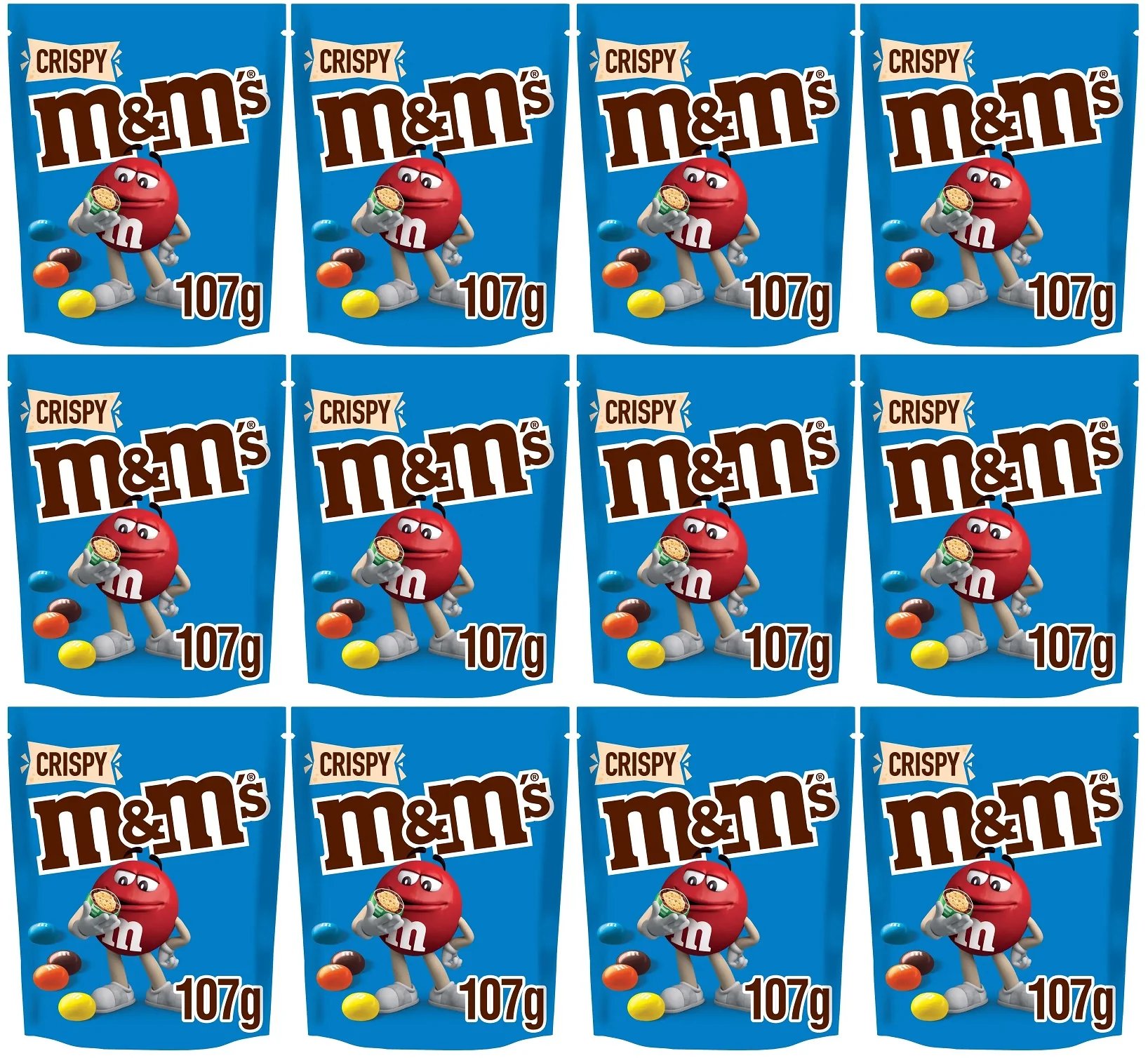 12 x M&M's Crispy Milk Chocolate Bites Pouch Bag 107G