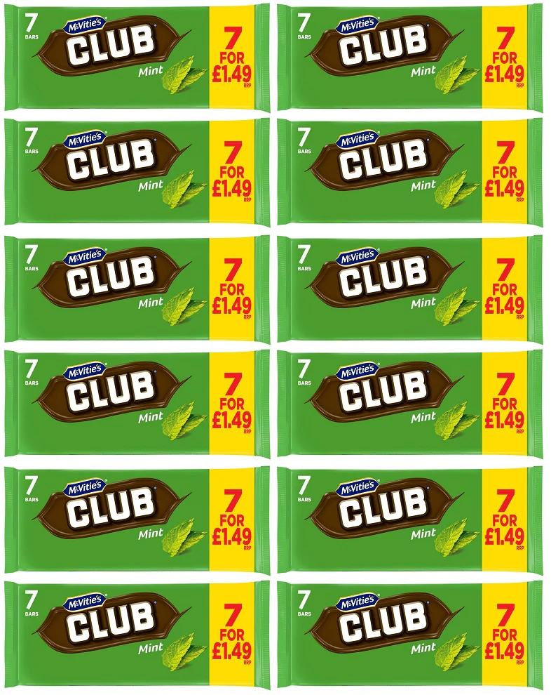 12 x Mcvities Club Mint 7pk - 154GM