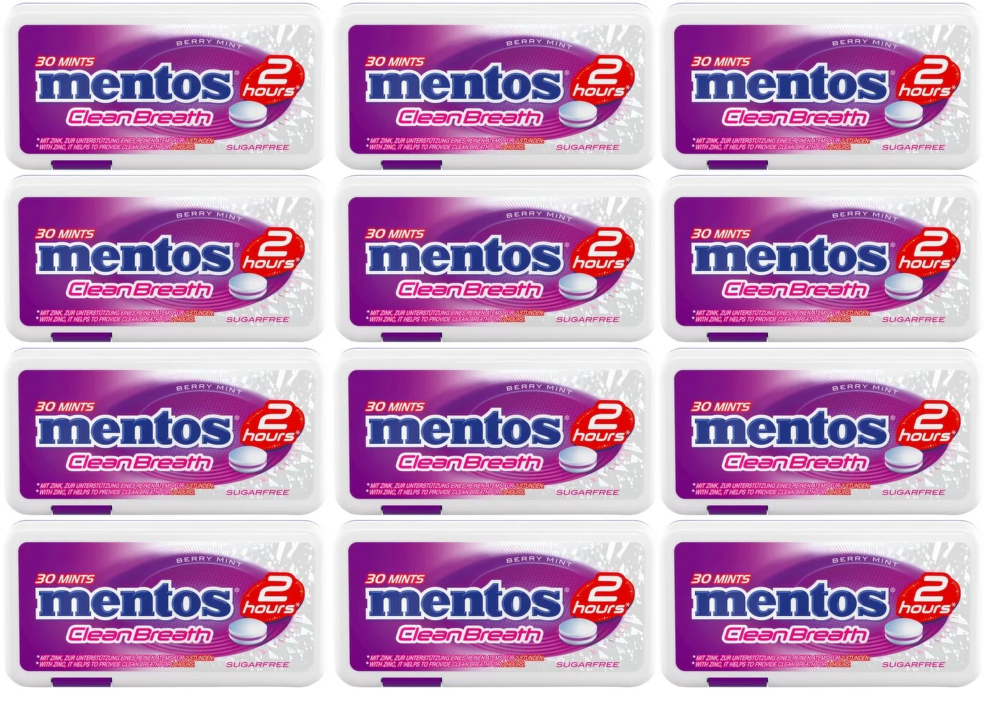 12 x Mentos Clean Breath Berry Mint 21G