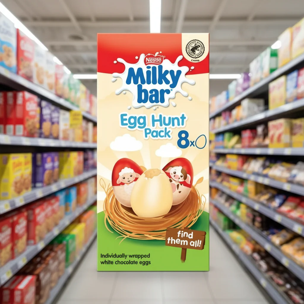 12 x Milkybar White Chocolate Easter Egg Hunt Box - 120GM - Image 2