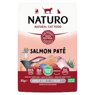 12 x Naturo Cat Pouch Salmon Pate - 85GM - Image 3