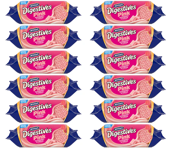 12 x Pink Digestives Raspberry & Cream - 232GM