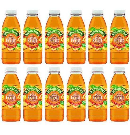 12 x Robinsons Ready To Drink Peach & Mango Juice Drink 500Ml