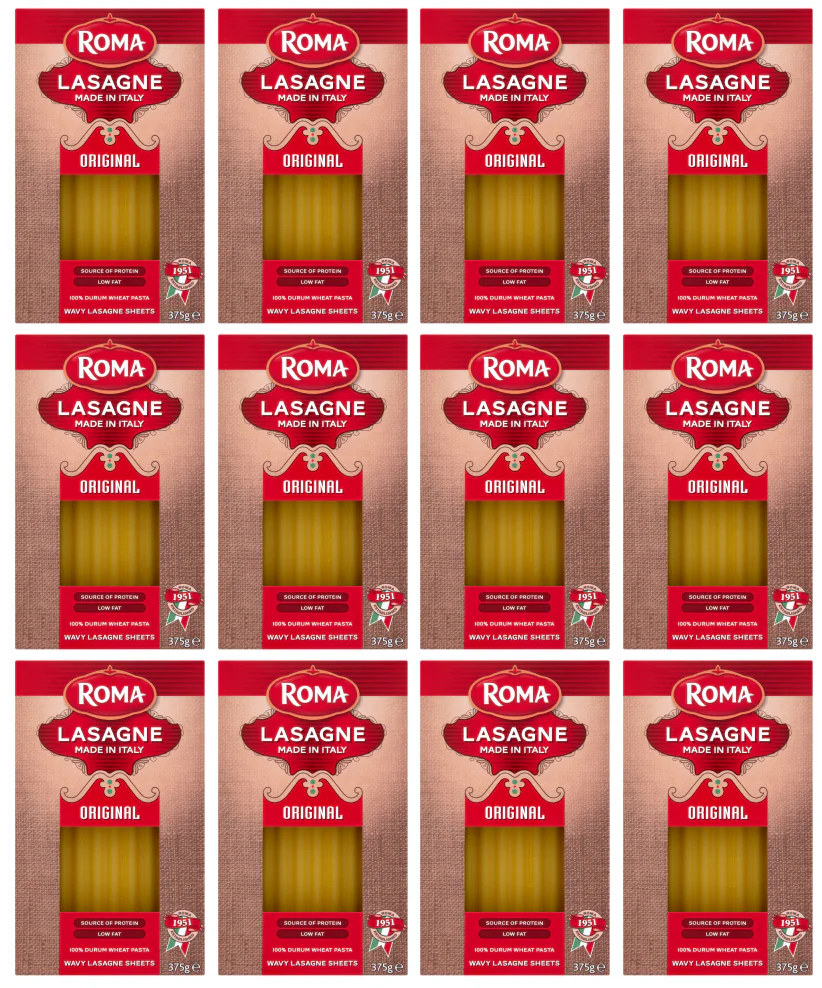 12 x Roma Lasagne Wavy Sheet 375Gm