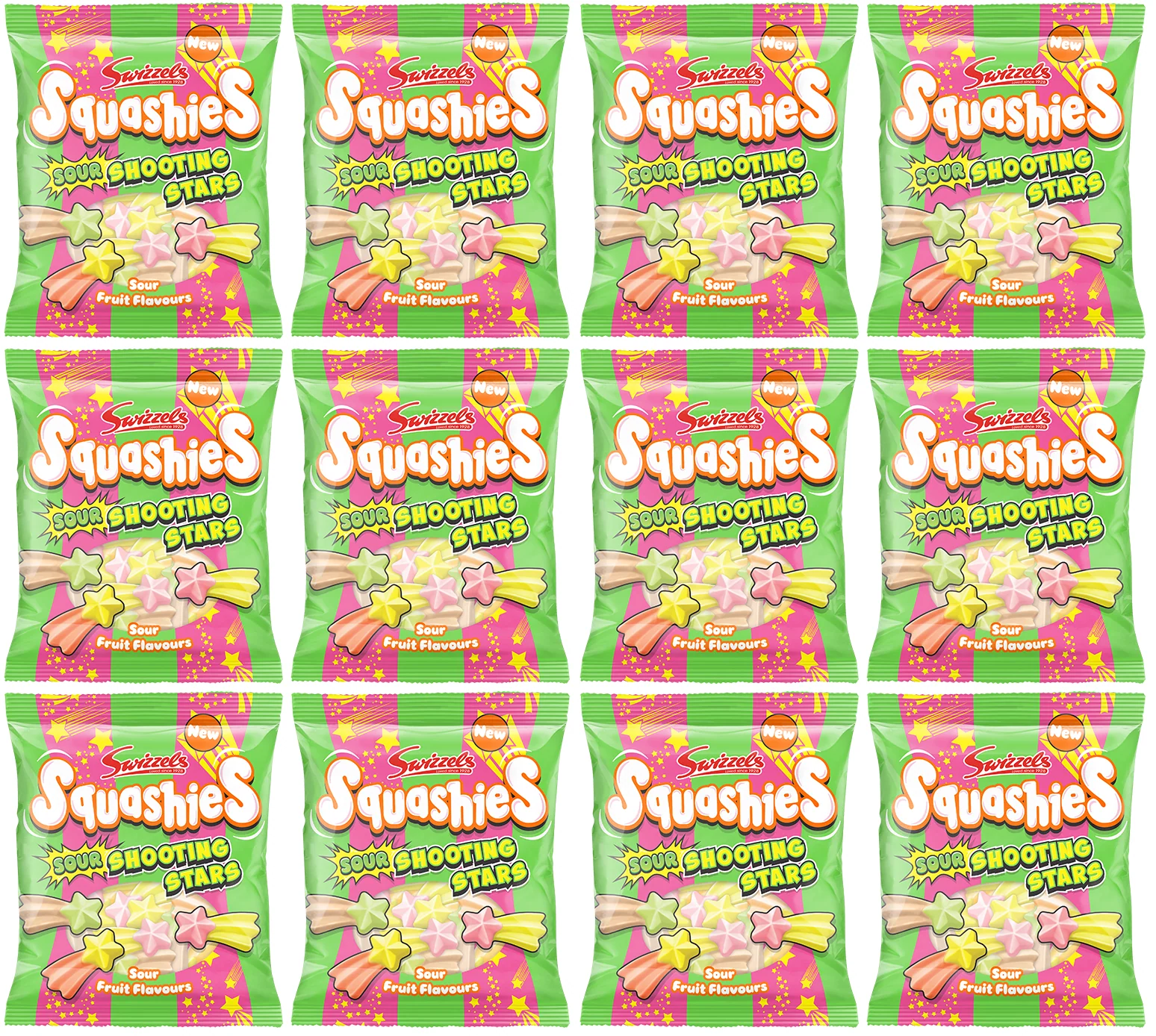 12 x Squashies Sour Shooting Stars - 120GM