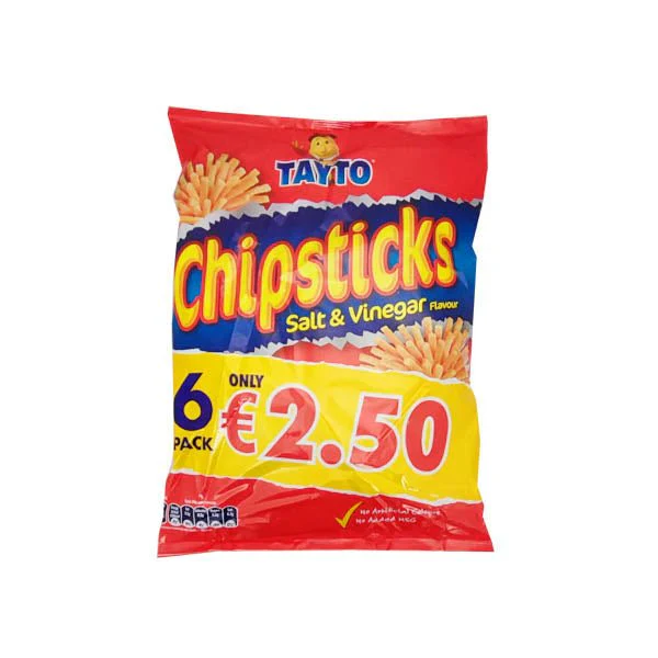 12 x Tayto Salt & Vinegar Flavour Chipsticks 6 X 28G - Image 3