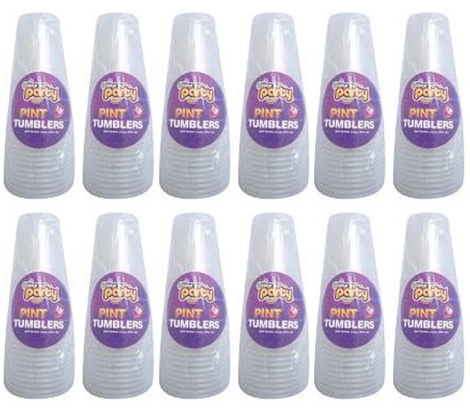 12 x Time To Party Plastic Pint Tumblers 12 Pack