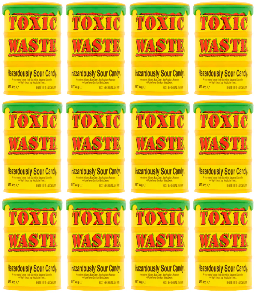 12 x Toxic Waste - Yellow Sour Candy 42Gm