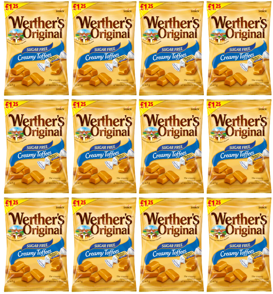 12 x Werthers Creamy Toffee Sf Bag - 65Gm