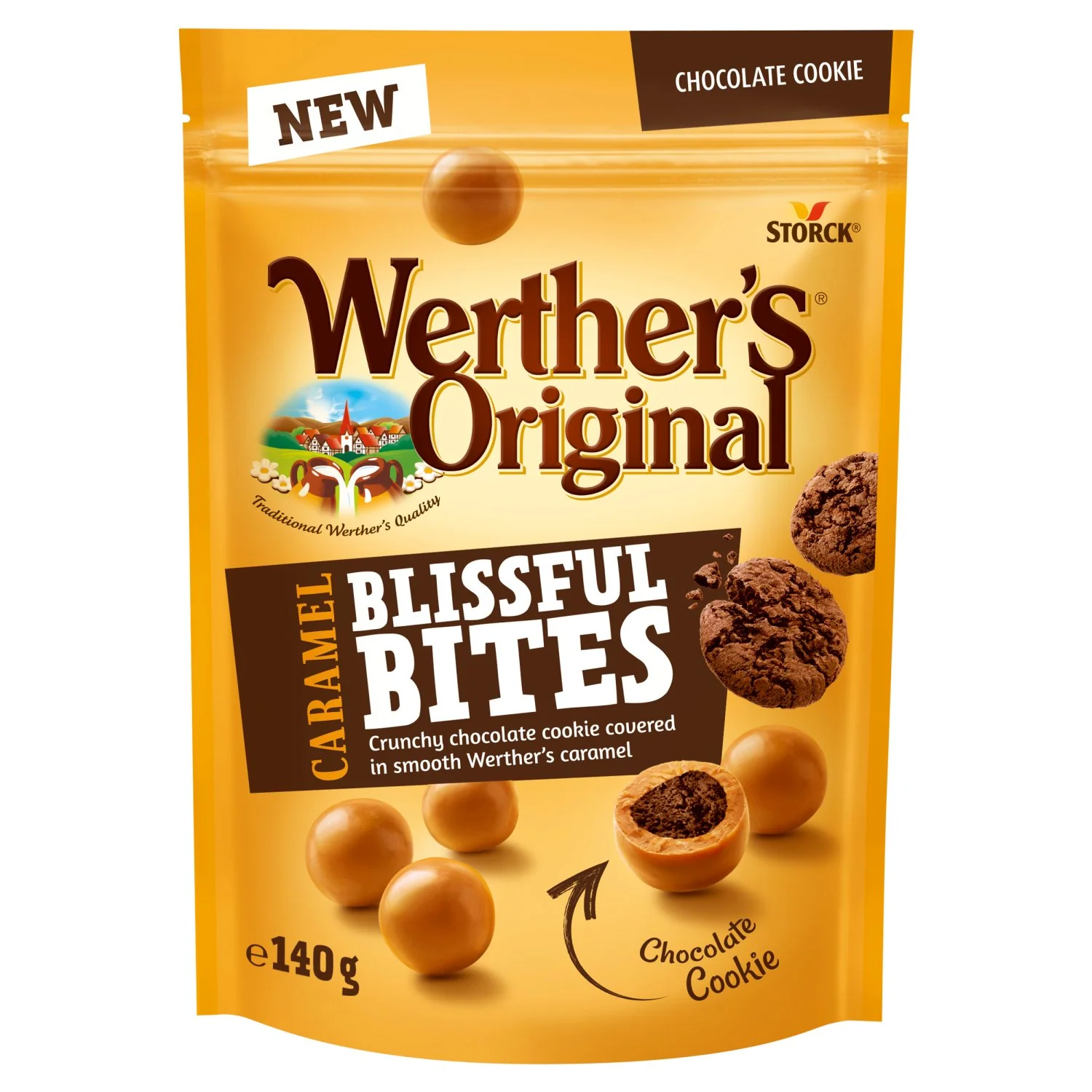 12 x Werthers Original Caramel Blissful Bites Chocolate Cookie 140G - Image 3