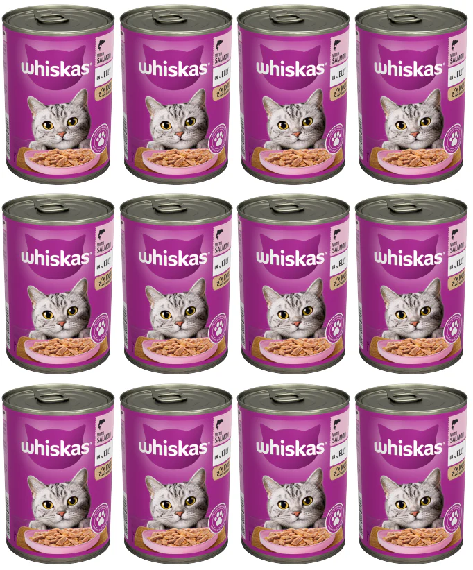 12 x Whiskas Cat Salmon & Jelly - 400Gm