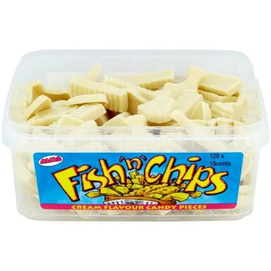 120 x Alma Fish N Chips Cream Flavour Candy 120 Pieces