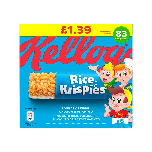 14 x Kelloggs Rice Krispies Cereal Bar 6 Pack - 6PK - Image 2