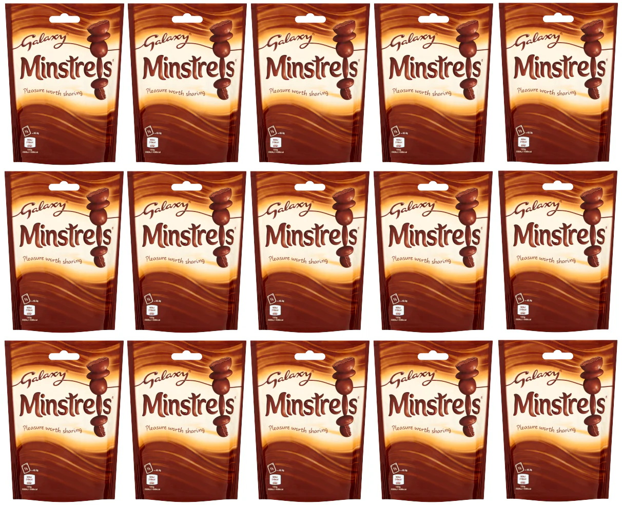 15 x Galaxy Minstrels Chocolate Pouch Bag 118g