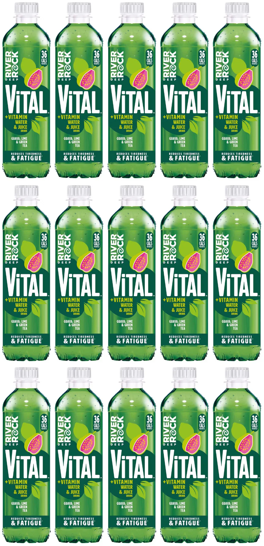 15 x Vital Guava Lime & Green Tea Deep River Rock 450Ml
