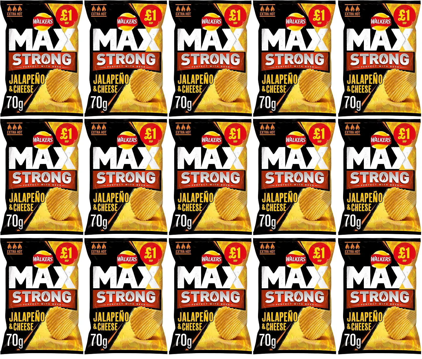 15 x Walkers Max Jalapeno & Cheese - 70GM