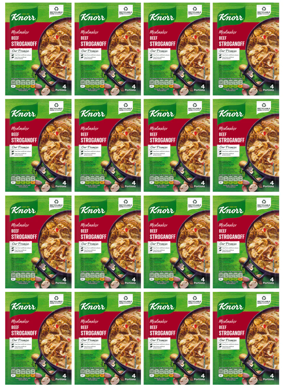 16 x Knorr Mealmaker Beef Stroganoff Sachet 50Gm