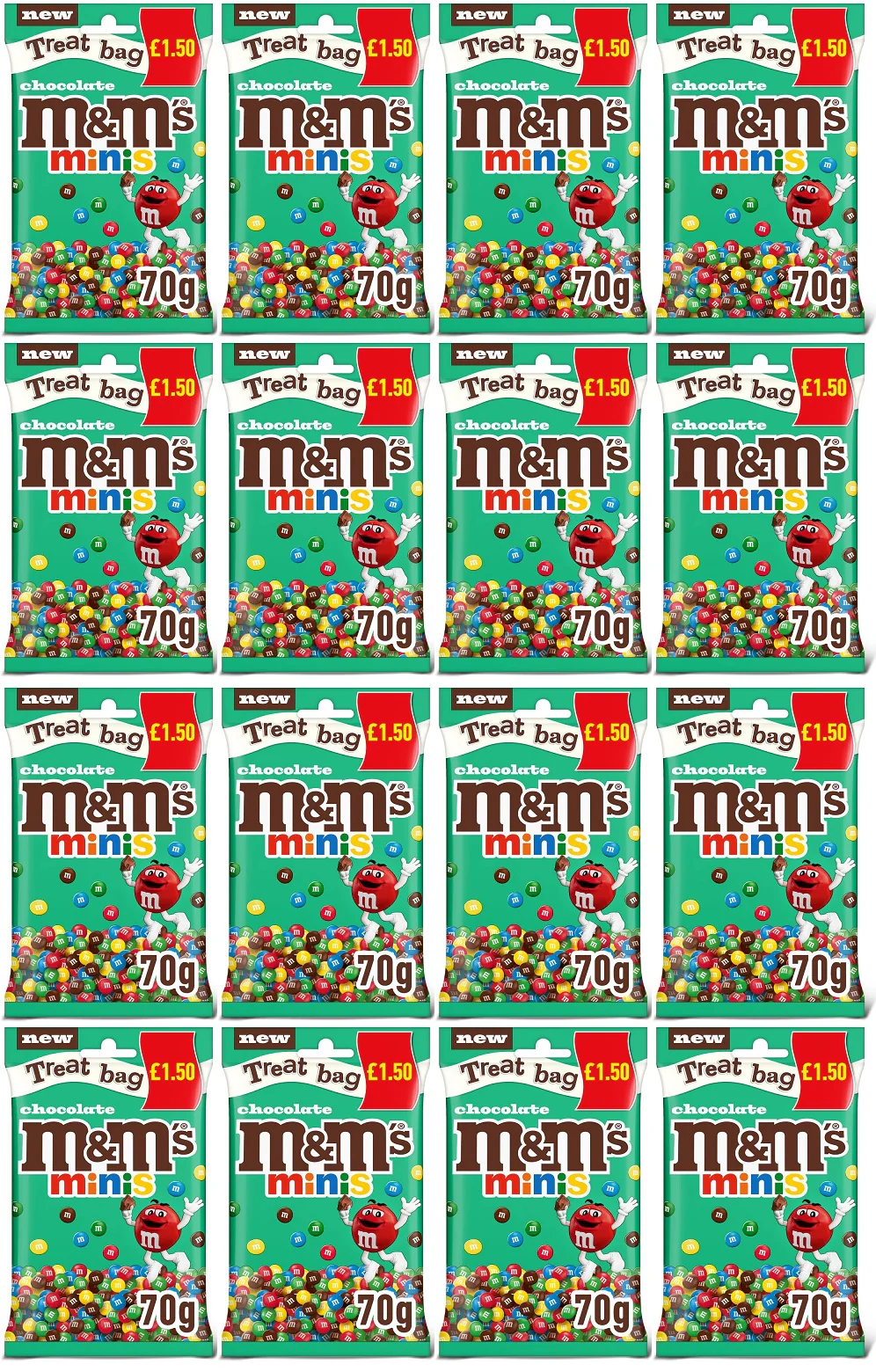 16 x M&m's Chocolate Minis Treat Bag - 70GM