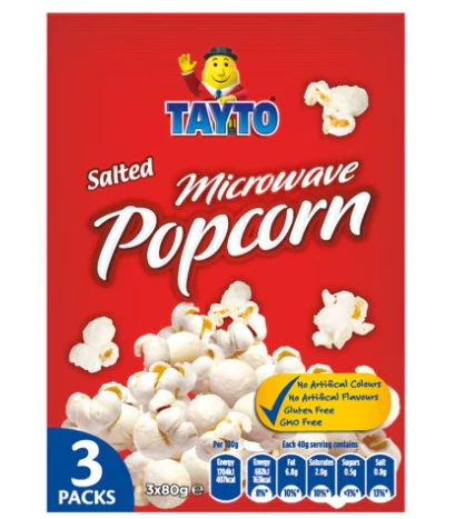 16 x Tayto Salted Microwave Popcorn 3 X 80G - Image 3