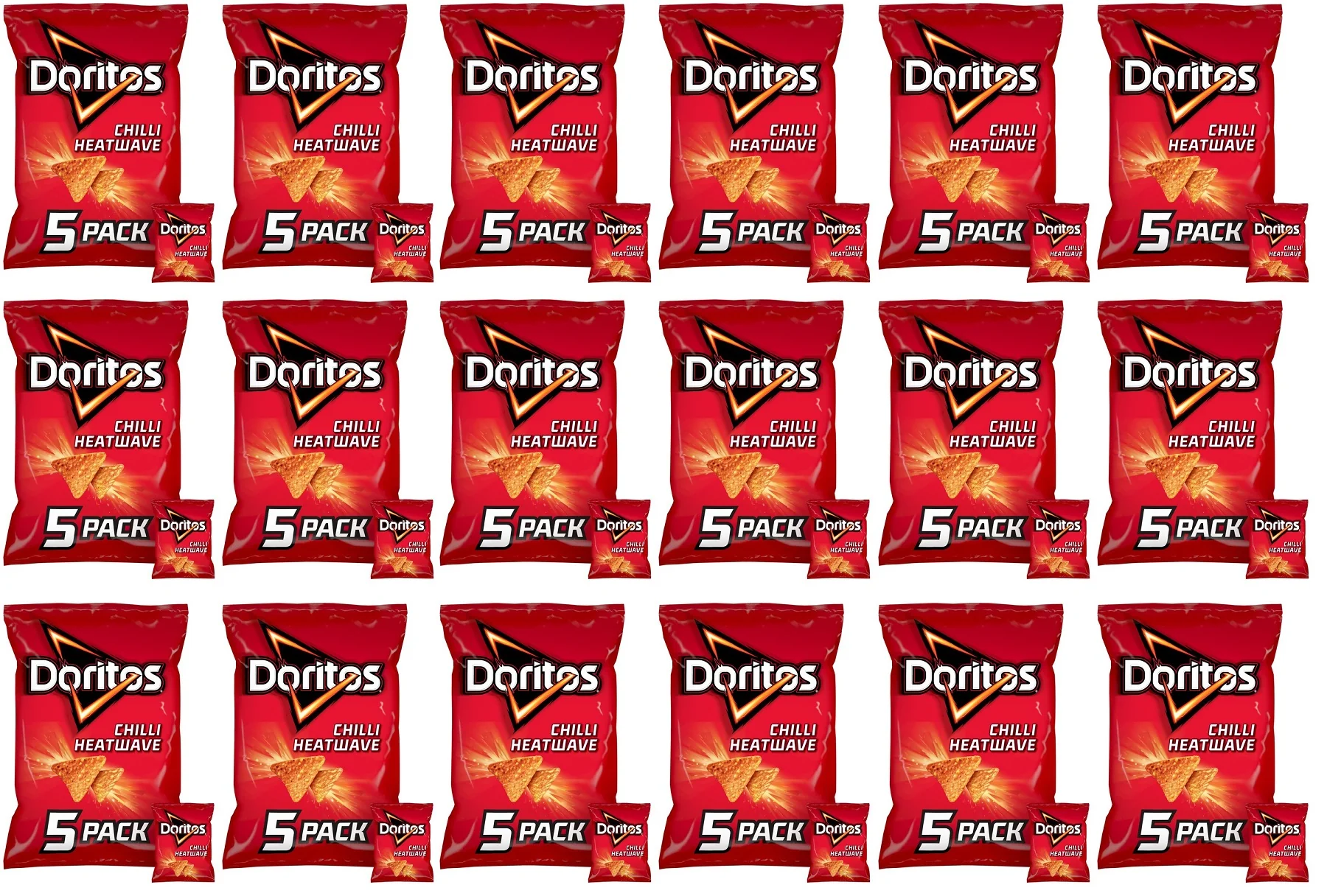 18 x Doritos Chilli Heatwave Multipack Tortilla Chips Crisps 5 X 30G