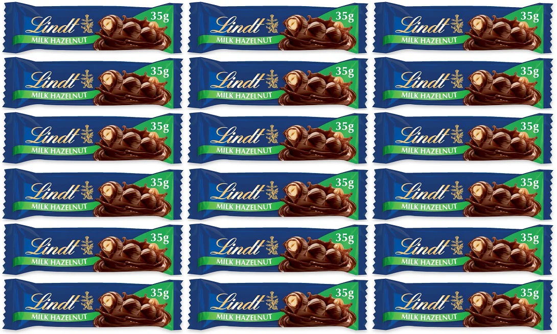 18 x Lindt Nocciolatte Milk Chocolate Hazelnut Treat Bar 35G