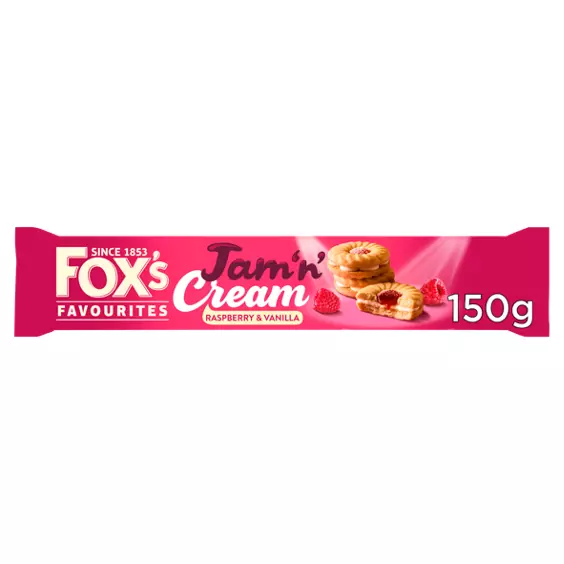 20 x Fox's Favourites Jam  N  Cream Raspberry & Vanilla 150G - Image 3