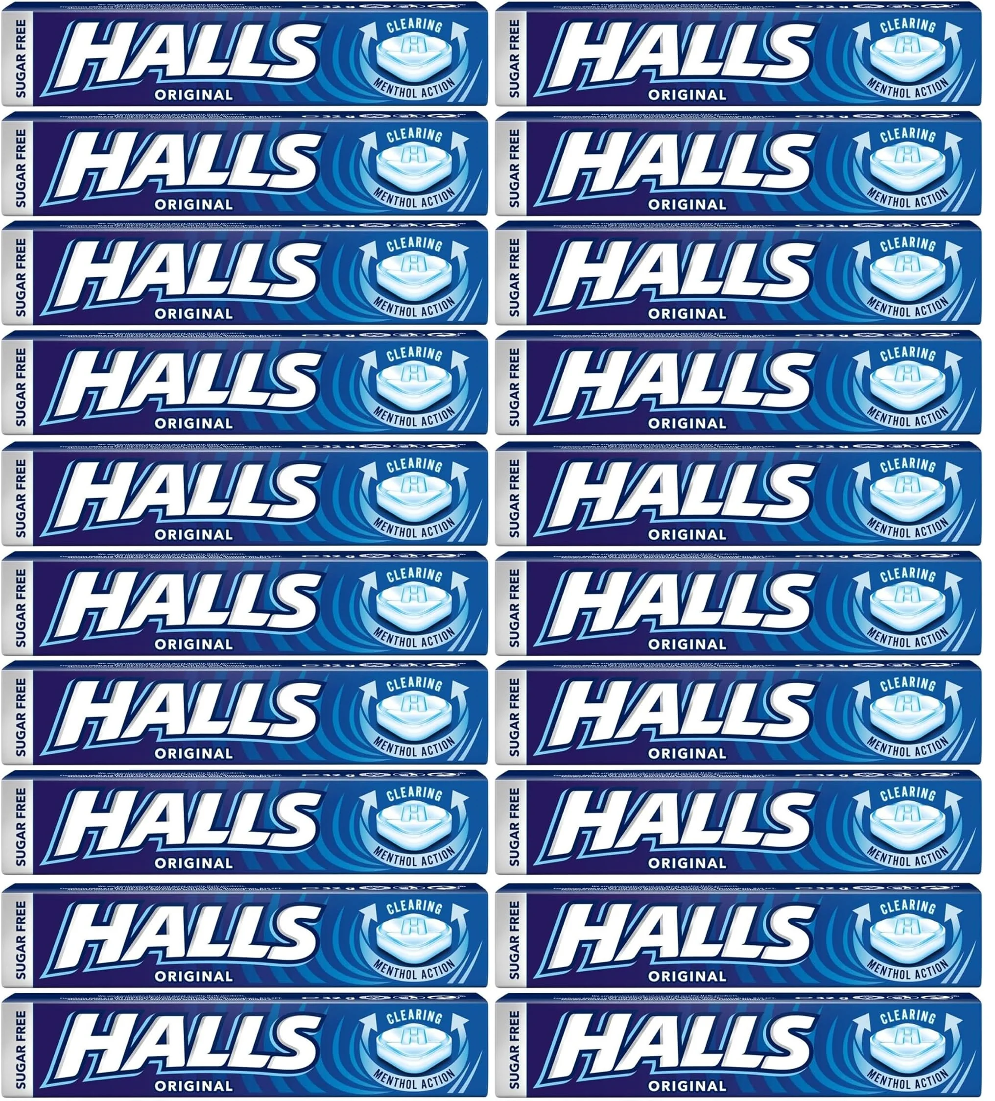 20 x Halls Menthol. Sugar Free Original 32G