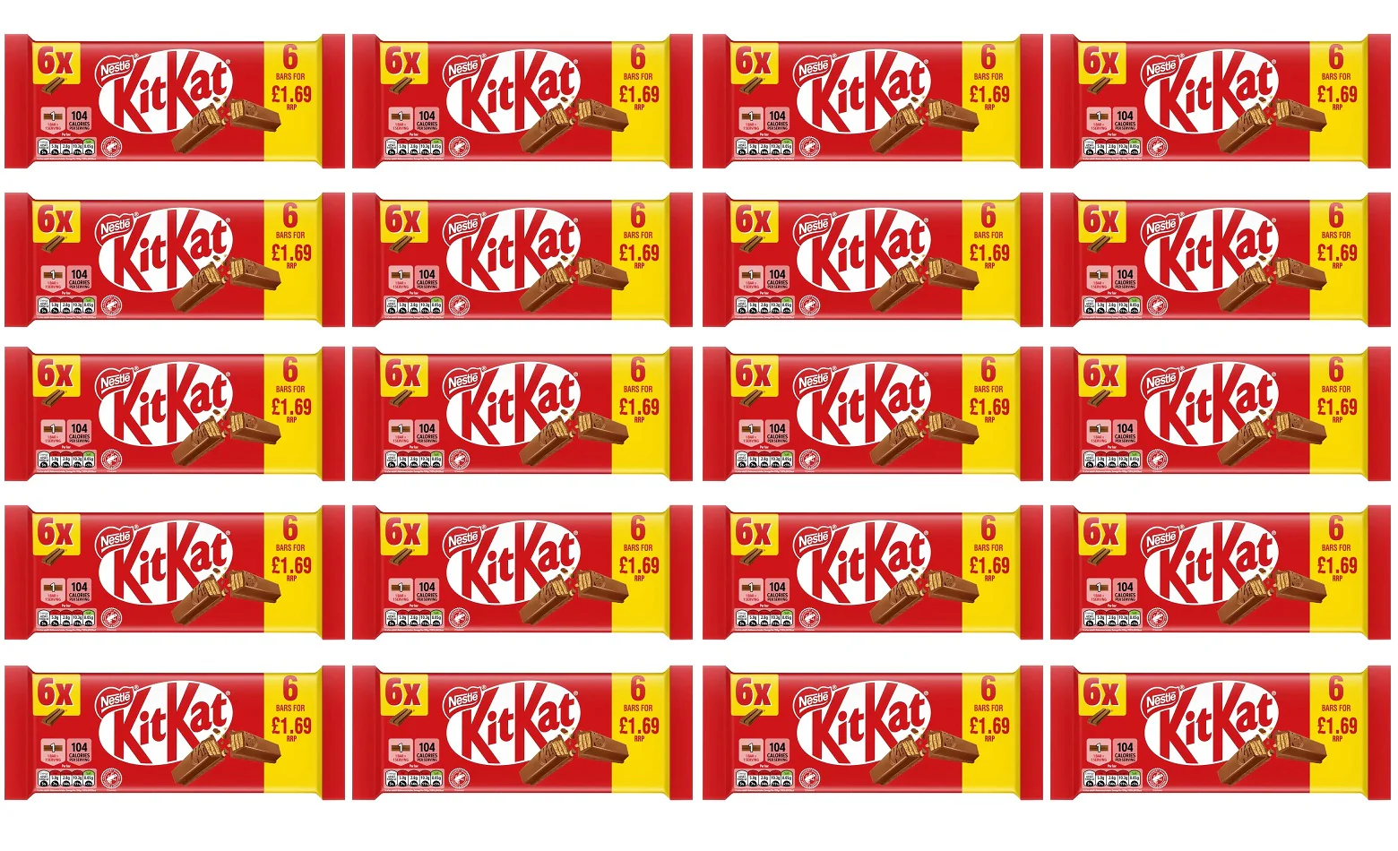 20 x Kitkat 2 Finger Orange 6pk - 124GM